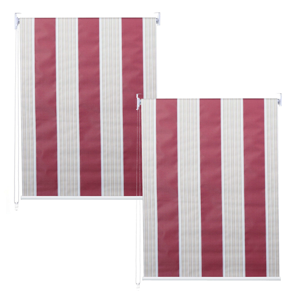 2er-Set Fensterrollo Seitenzugrollo blickdicht 100x160cm rot/weiss/beige