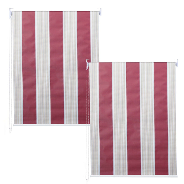 2er-Set Fensterrollo Seitenzugrollo blickdicht 100x160cm rot/weiss/beige