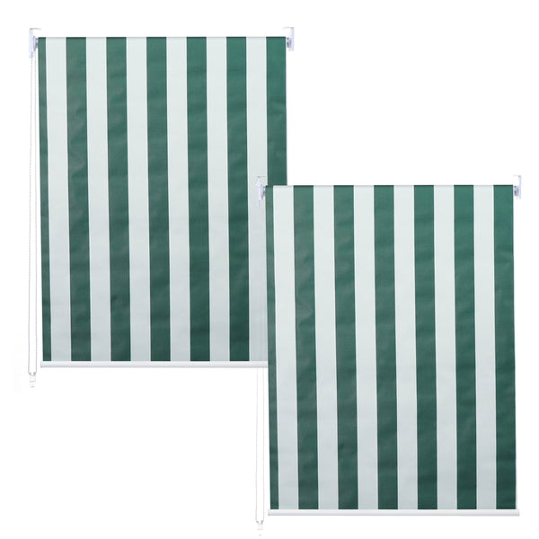 2er-Set Fensterrollo Seitenzugrollo blickdicht 120x230cm grün/weiss