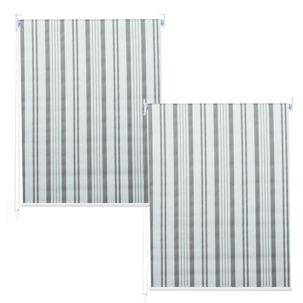 2er-Set Seitenzugrollo blickdicht Sonnenschutz 100x160cm grau/weiss