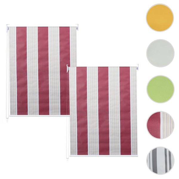 2er-Set Seitenzugrollo blickdicht Sonnenschutz 120x230cm rot/weiss/beige