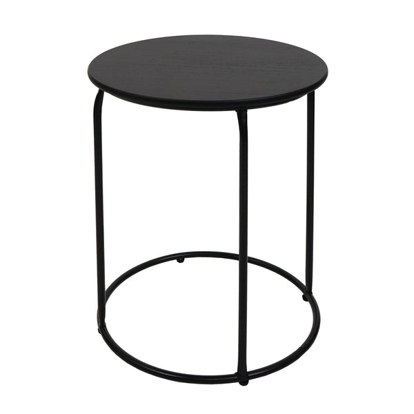 2er-Set Sitzhocker & Beistelltisch Kunstleder schwarz