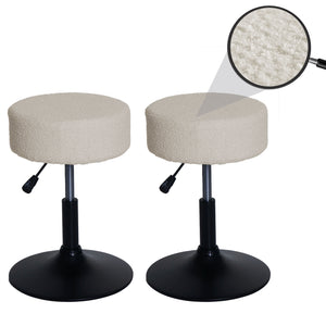 2er-Set Sitzhocker Bouclé höhenverstellbar drehbar creme-weiss