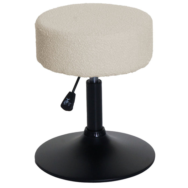 2er-Set Sitzhocker Bouclé höhenverstellbar drehbar creme-weiss