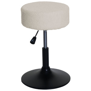 2er-Set Sitzhocker Bouclé höhenverstellbar drehbar creme-weiss