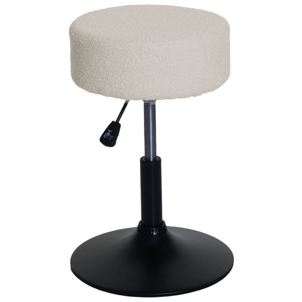 2er-Set Sitzhocker Bouclé höhenverstellbar drehbar creme-weiss