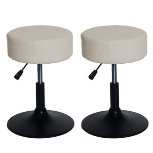 2er-Set Sitzhocker Bouclé höhenverstellbar drehbar creme-weiss