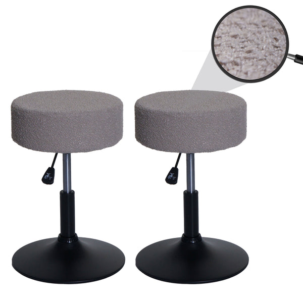 2er-Set Sitzhocker höhenverstellbar drehbar Bouclé Ø37cm taupe