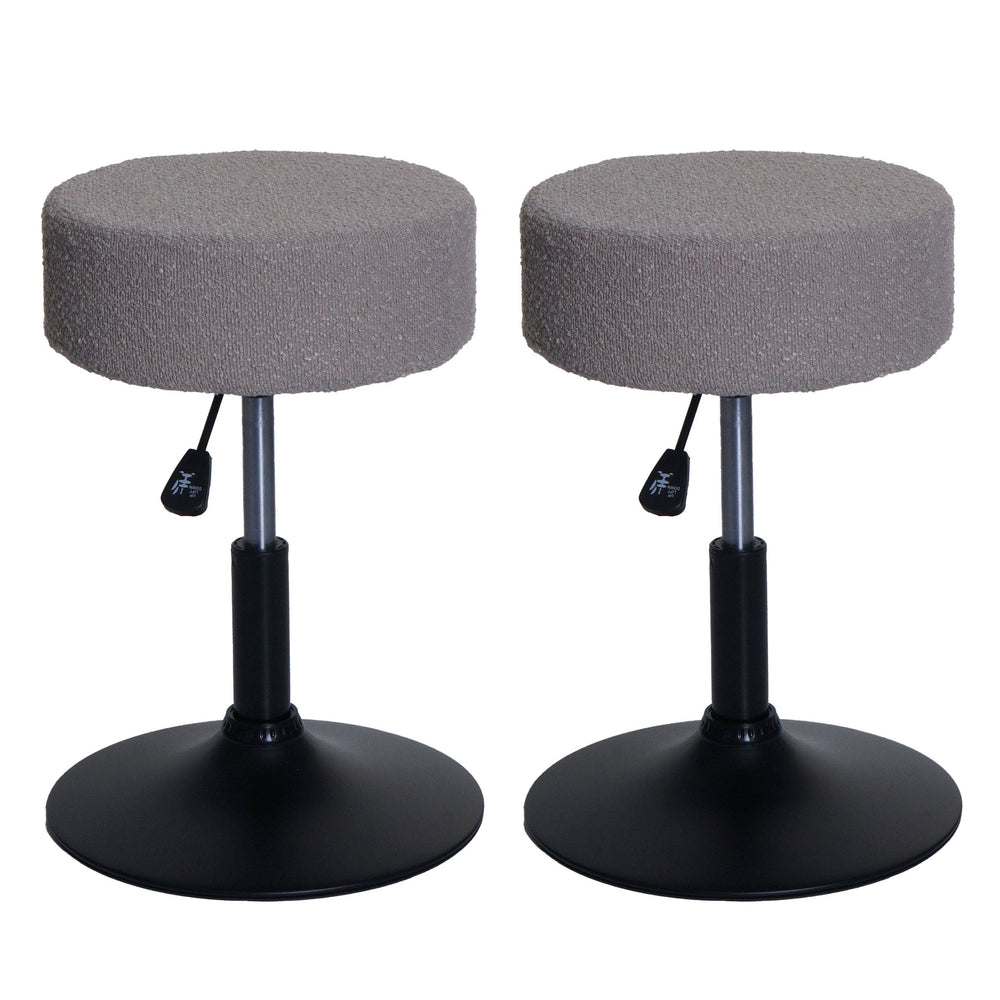 2er-Set Sitzhocker höhenverstellbar drehbar Bouclé Ø37cm taupe