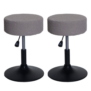 2er-Set Sitzhocker höhenverstellbar drehbar Bouclé Ø37cm taupe