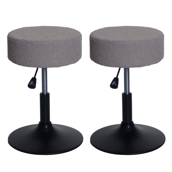 2er-Set Sitzhocker höhenverstellbar drehbar Bouclé Ø37cm taupe