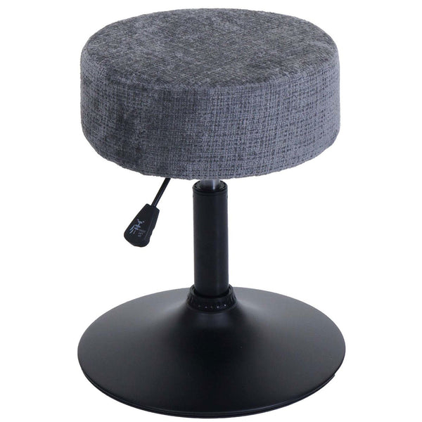 2er-Set Sitzhocker höhenverstellbar drehbar Chenille 37cm dunkelgrau