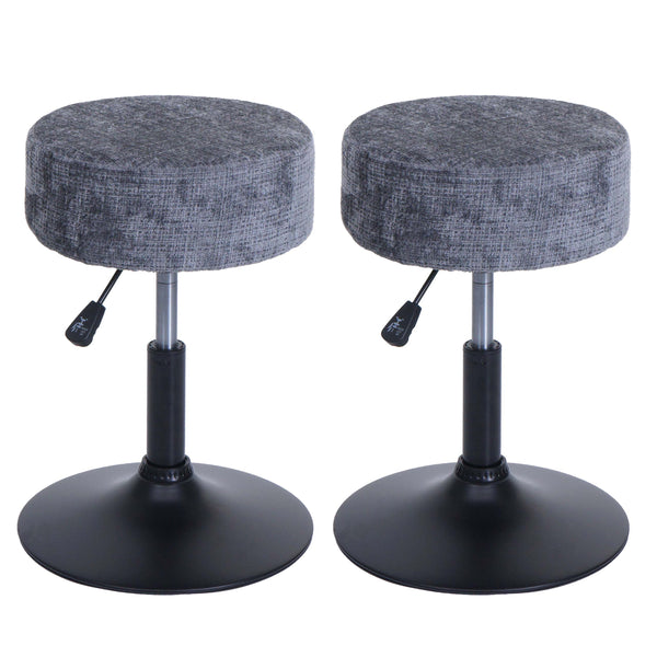 2er-Set Sitzhocker höhenverstellbar drehbar Chenille 37cm dunkelgrau