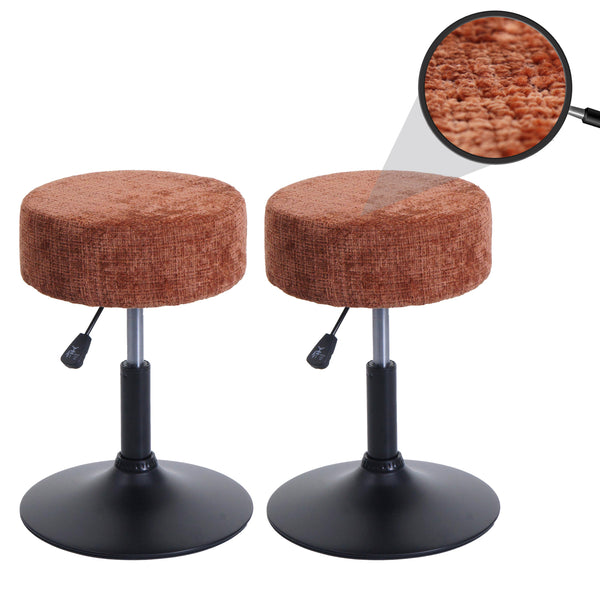 2er-Set Sitzhocker höhenverstellbar drehbar Chenille 37cm terrakotta
