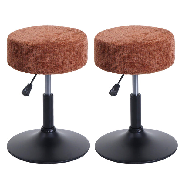 2er-Set Sitzhocker höhenverstellbar drehbar Chenille 37cm terrakotta