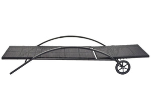 2er-Set Sonnenliegen Poly-Rattan mit creme-beigen Kissen schwarz