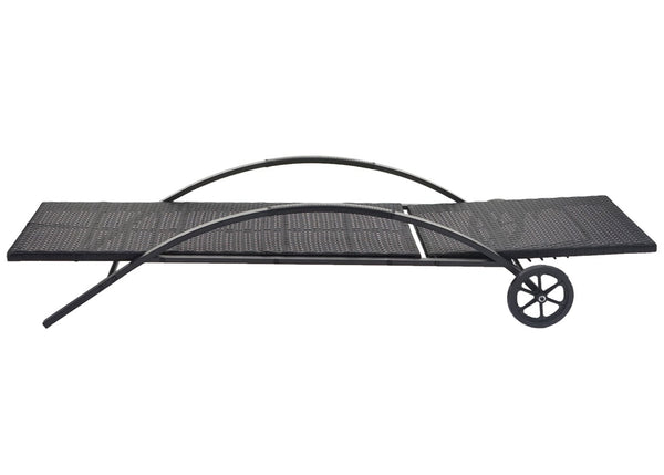 2er-Set Sonnenliegen Poly-Rattan mit creme-beigen Kissen schwarz