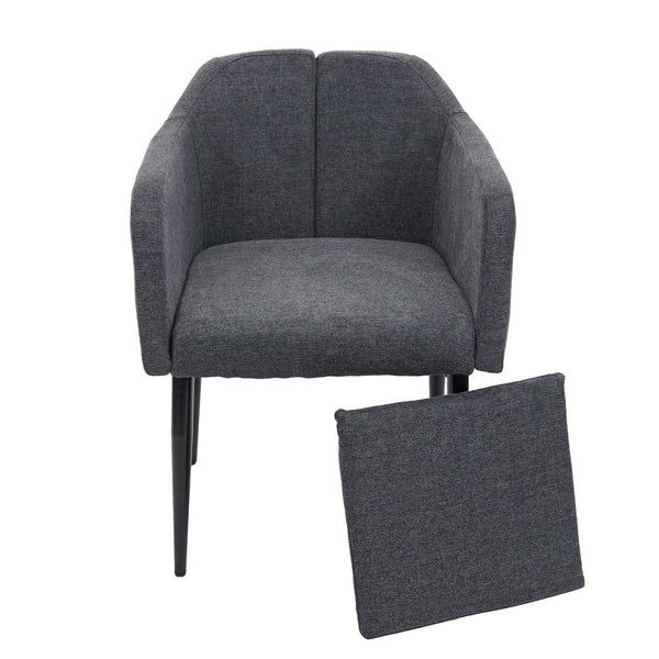 2er-Set Esszimmerstühle aus Stoff/Textil mit Lehne dunkelgrau