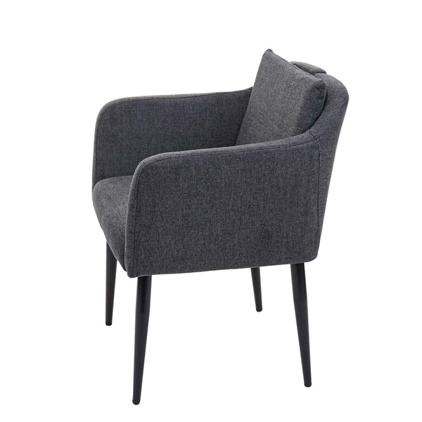 2er-Set Esszimmerstühle aus Stoff/Textil mit Lehne dunkelgrau