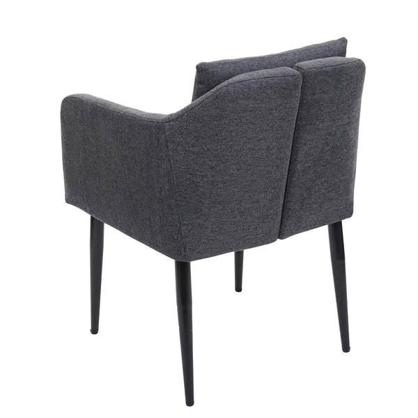 2er-Set Esszimmerstühle aus Stoff/Textil mit Lehne dunkelgrau