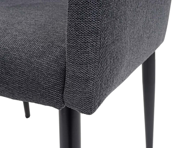 2er-Set Esszimmerstühle aus Stoff/Textil mit Lehne dunkelgrau