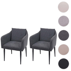 2er-Set Esszimmerstühle aus Stoff/Textil mit Lehne dunkelgrau
