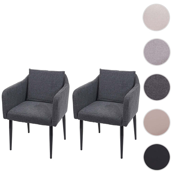 2er-Set Esszimmerstühle aus Stoff/Textil mit Lehne dunkelgrau