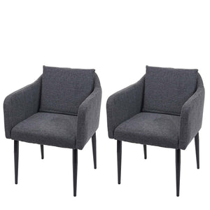 2er-Set Esszimmerstühle aus Stoff/Textil mit Lehne dunkelgrau