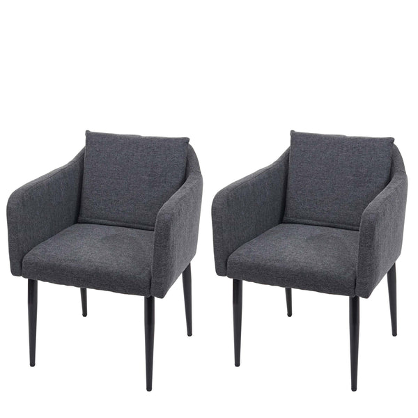 2er-Set Esszimmerstühle aus Stoff/Textil mit Lehne dunkelgrau