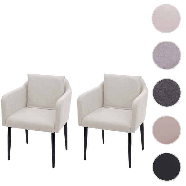 2er-Set Esszimmerstühle Stoff mit Lehne creme-beige