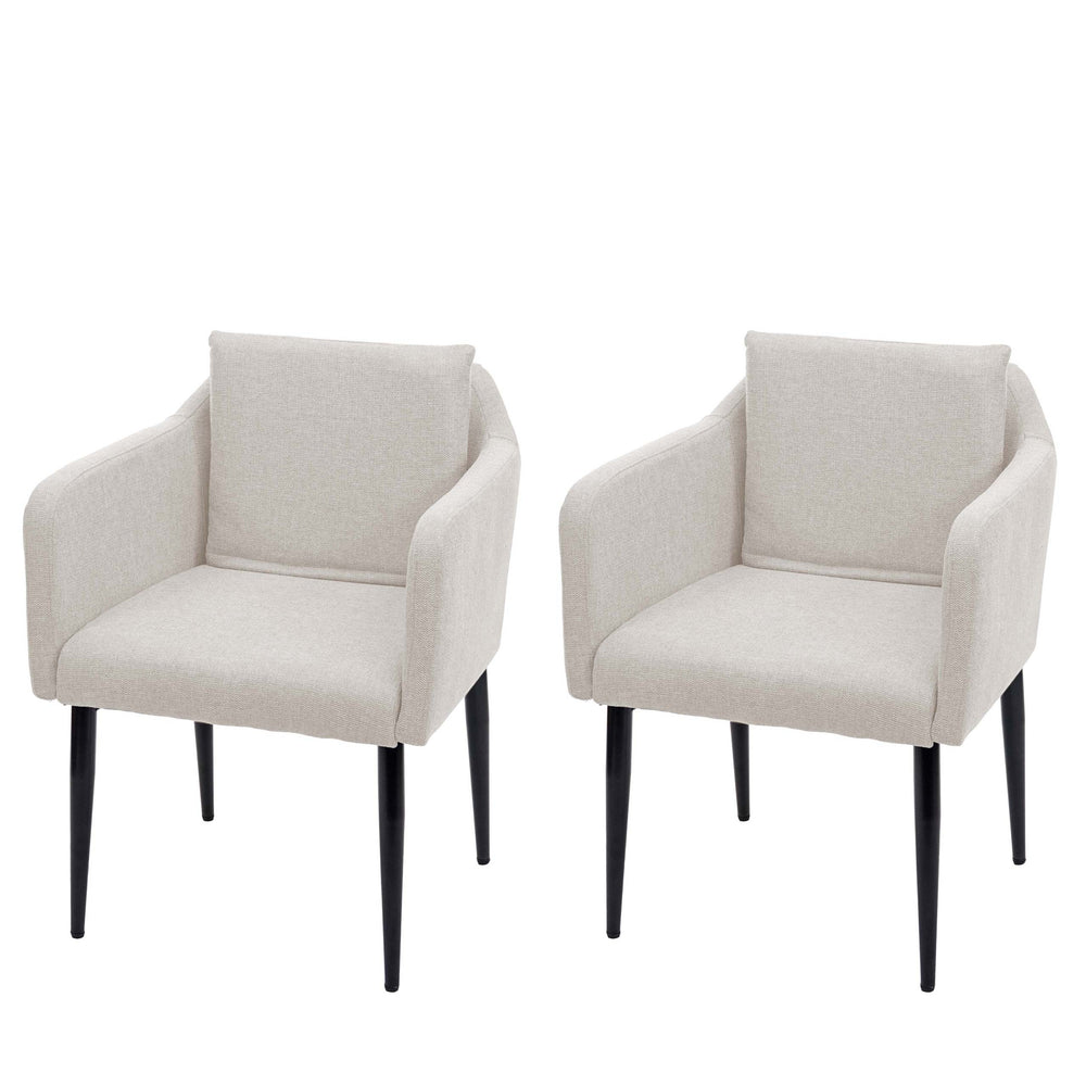 2er-Set Esszimmerstühle Stoff mit Lehne creme-beige