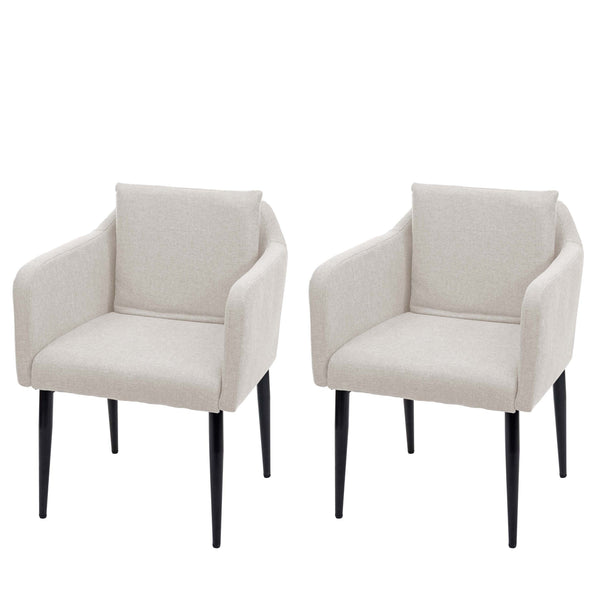 2er-Set Esszimmerstühle Stoff mit Lehne creme-beige