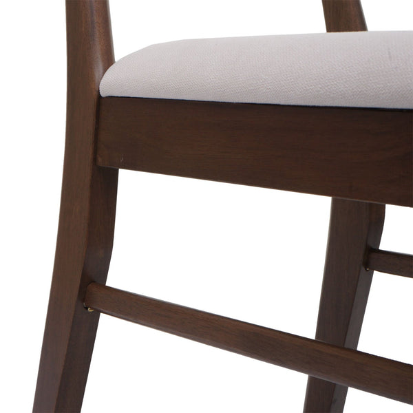 2er-Set Esszimmerstühle Stoff Massivholz dunkles Gestell creme