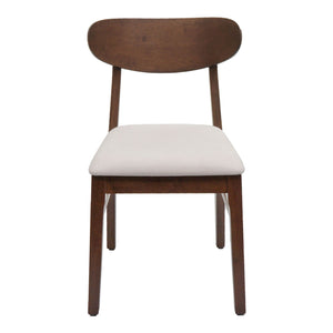 2er-Set Esszimmerstühle Stoff Massivholz dunkles Gestell creme