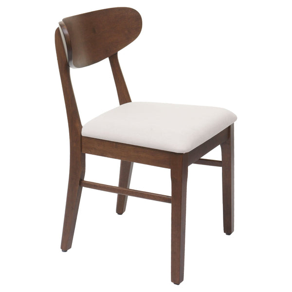 2er-Set Esszimmerstühle Stoff Massivholz dunkles Gestell creme