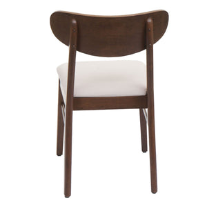 2er-Set Esszimmerstühle Stoff Massivholz dunkles Gestell creme