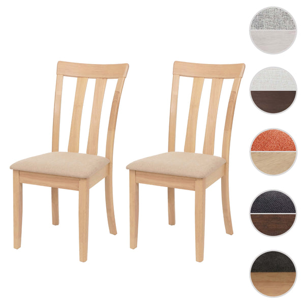 2er-Set Esszimmerstühle Stoff Massivholz natur beige