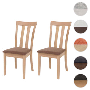 2er-Set Esszimmerstühle Stoff Massivholz natur Gestell braun