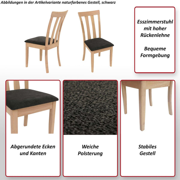 2er-Set Esszimmerstühle Stoff Massivholz natur Gestell braun