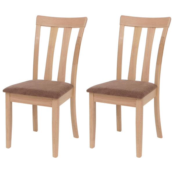 2er-Set Esszimmerstühle Stoff Massivholz natur Gestell braun