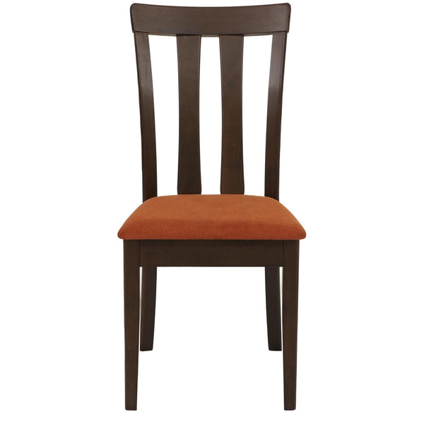 2er-Set Esszimmerstühle Stoff Massivholz dunkles Gestell orange