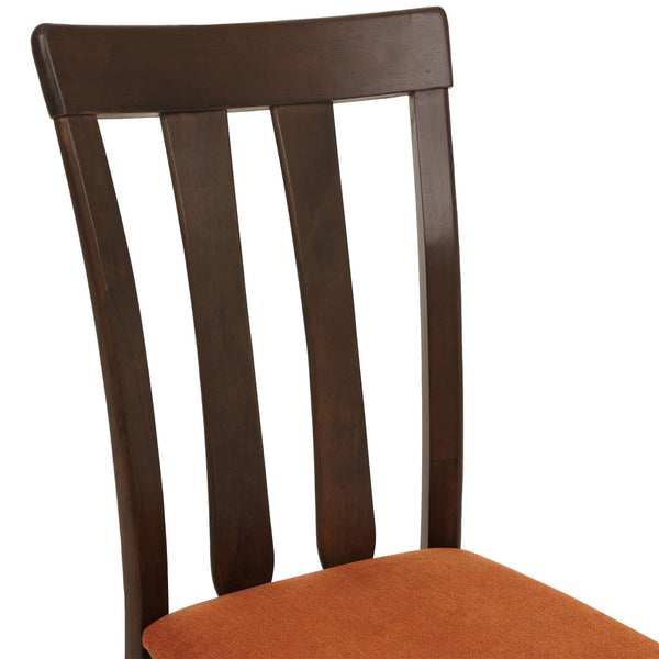 2er-Set Esszimmerstühle Stoff Massivholz dunkles Gestell orange