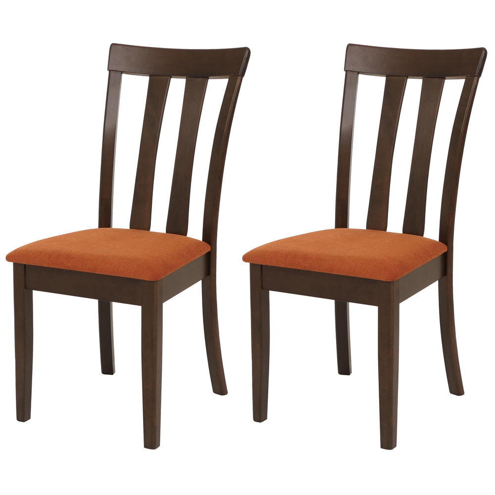 2er-Set Esszimmerstühle Stoff Massivholz dunkles Gestell orange
