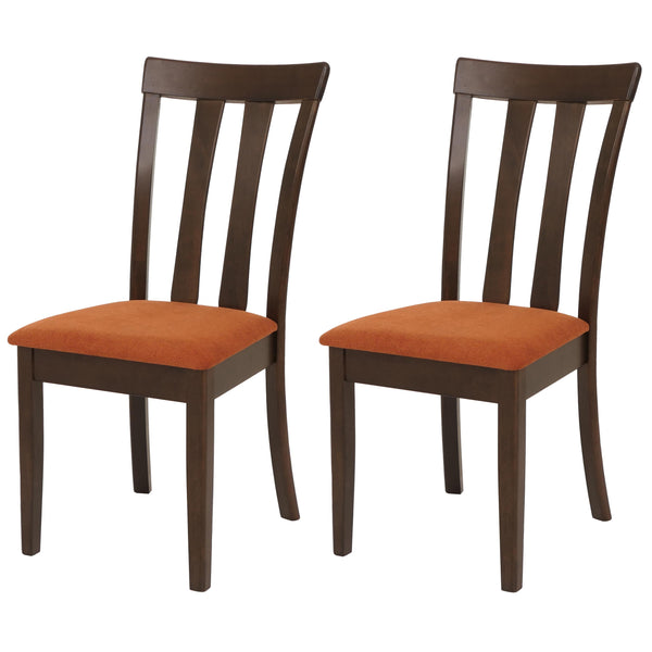 2er-Set Esszimmerstühle Stoff Massivholz dunkles Gestell orange