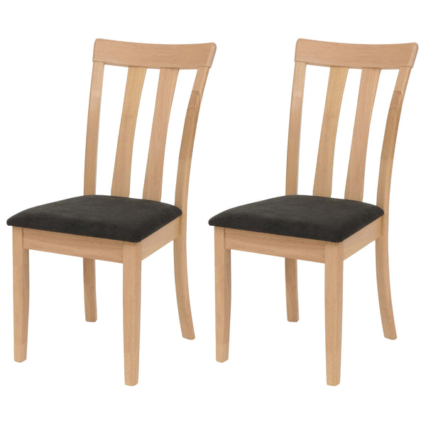 2er-Set Esszimmerstühle Stoff Massivholz natur Gestell schwarz