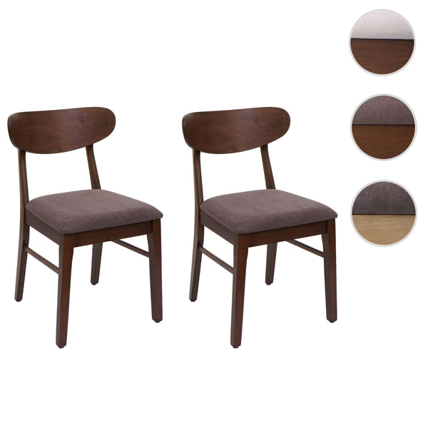 2er-Set Esszimmerstühle Stoff Massivholz dunkles Gestell taupe