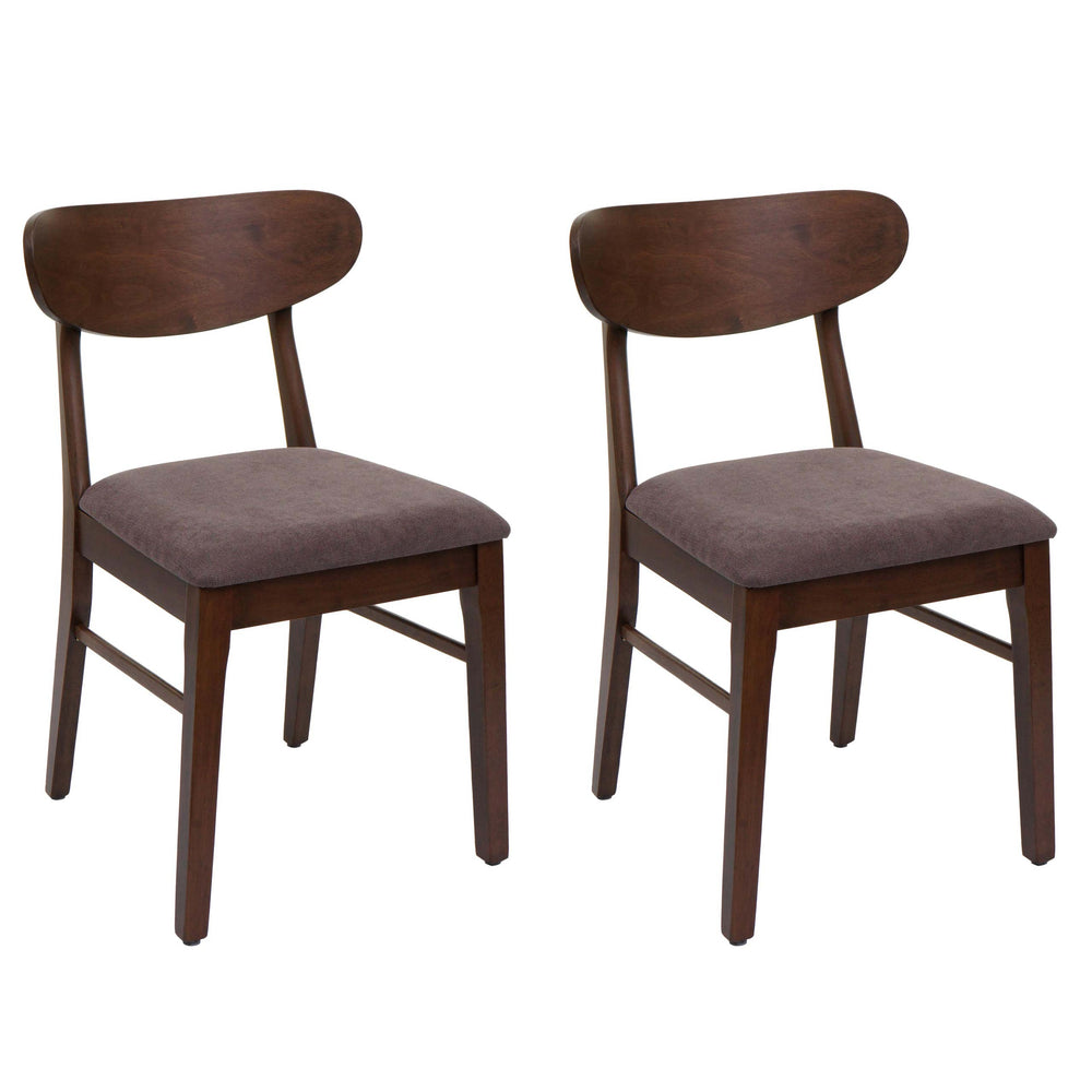 2er-Set Esszimmerstühle Stoff Massivholz dunkles Gestell taupe
