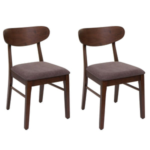 2er-Set Esszimmerstühle Stoff Massivholz dunkles Gestell taupe