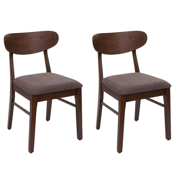 2er-Set Esszimmerstühle Stoff Massivholz dunkles Gestell taupe