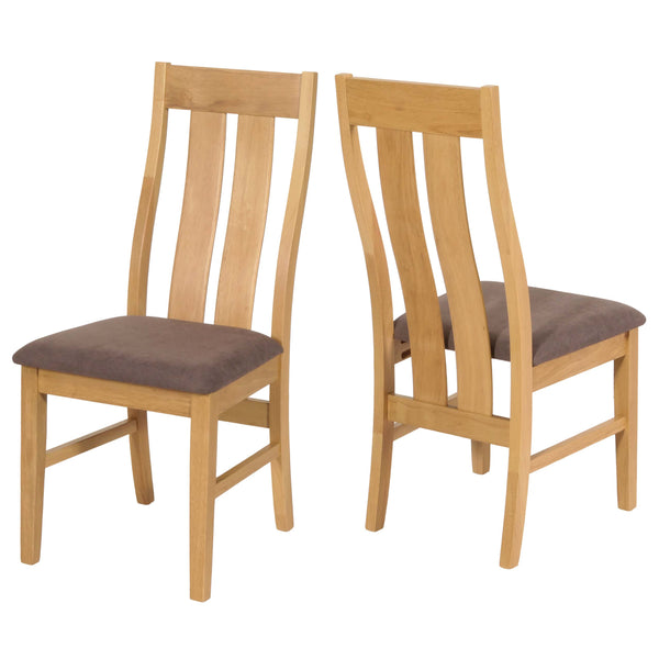 2er-Set Esszimmerstühle Stoff Massivholz helles Gestell taupe